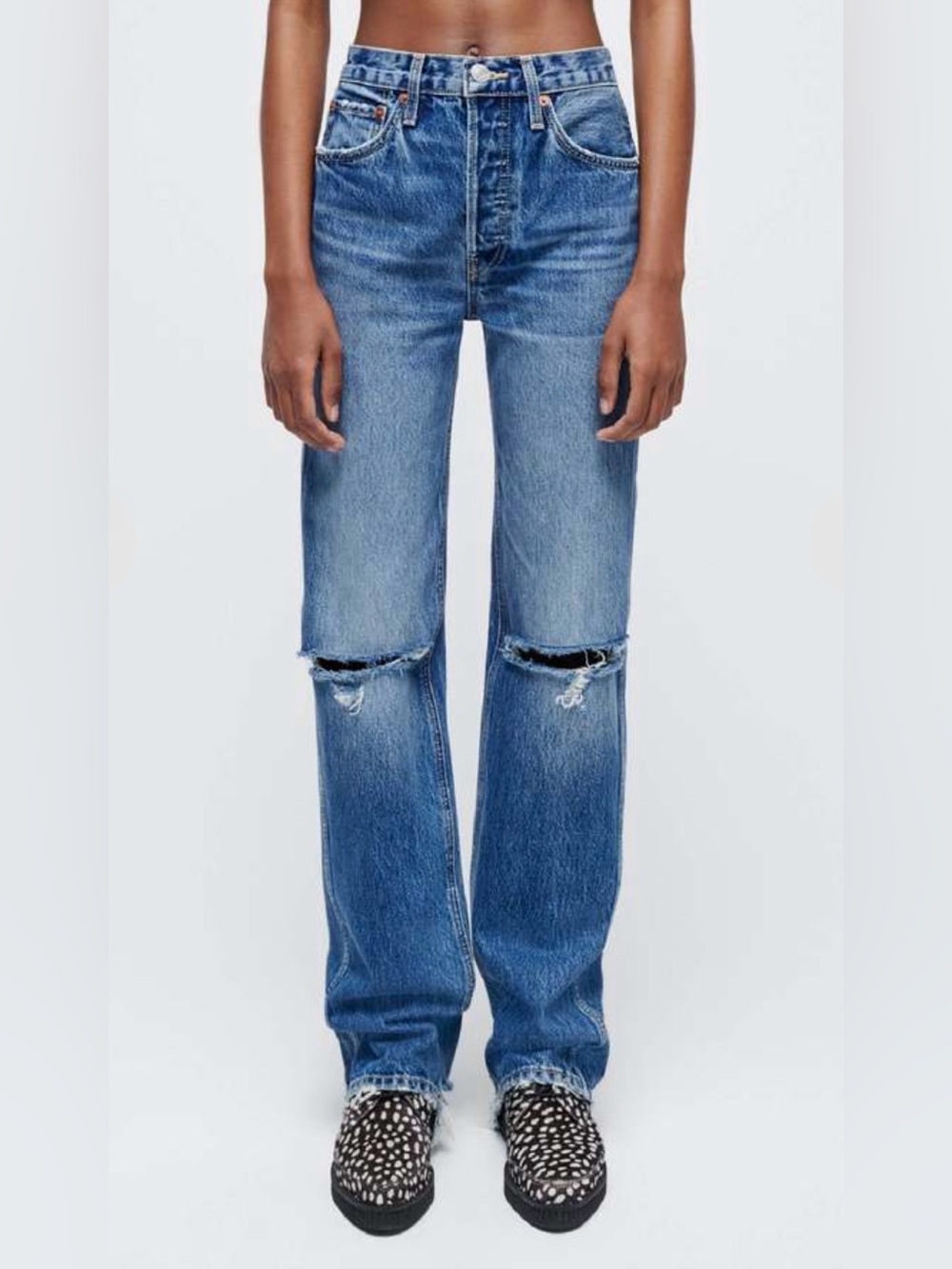 RE/DONE 90S HIGH RISE LOOSE DENIM - DESTROYED MAR
